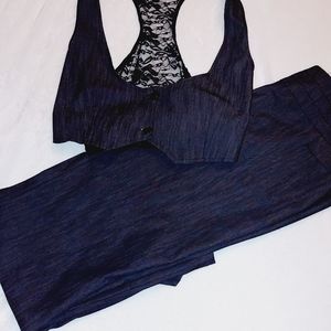 2 piece lace vest pant suit.